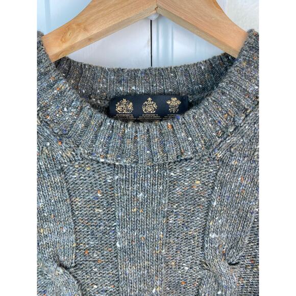 Barbour Men's L Gray Speckled Caledonia Cable Knit Wool Blend Sweater - Picture 2 of 7